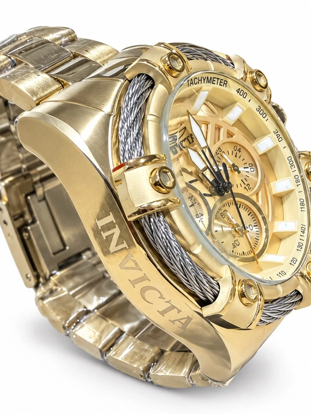 NWT Invicta Bolt Valkir 69798 Gold 52mm Chronograph Watch MSRP $399